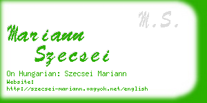 mariann szecsei business card